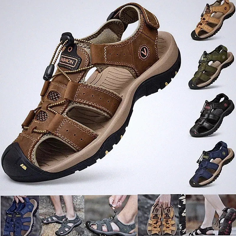 Herren Sommer Sandalen Outdoor Wandern Strand eng anliegend Leder Schuhe Größe UK