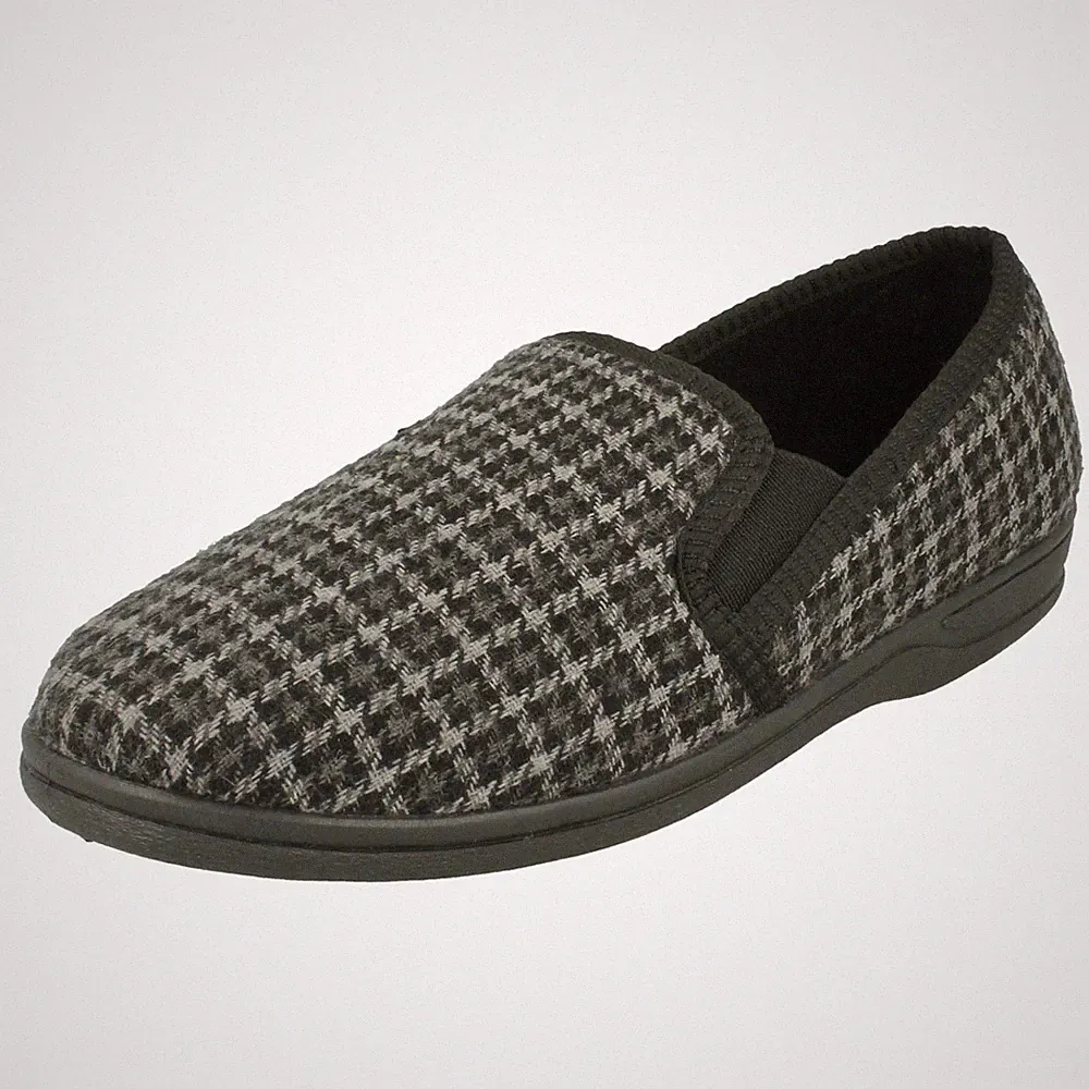 Herren Spot On Lässige Slipper Mit Karomuster Und Keilabsatz * Mason *