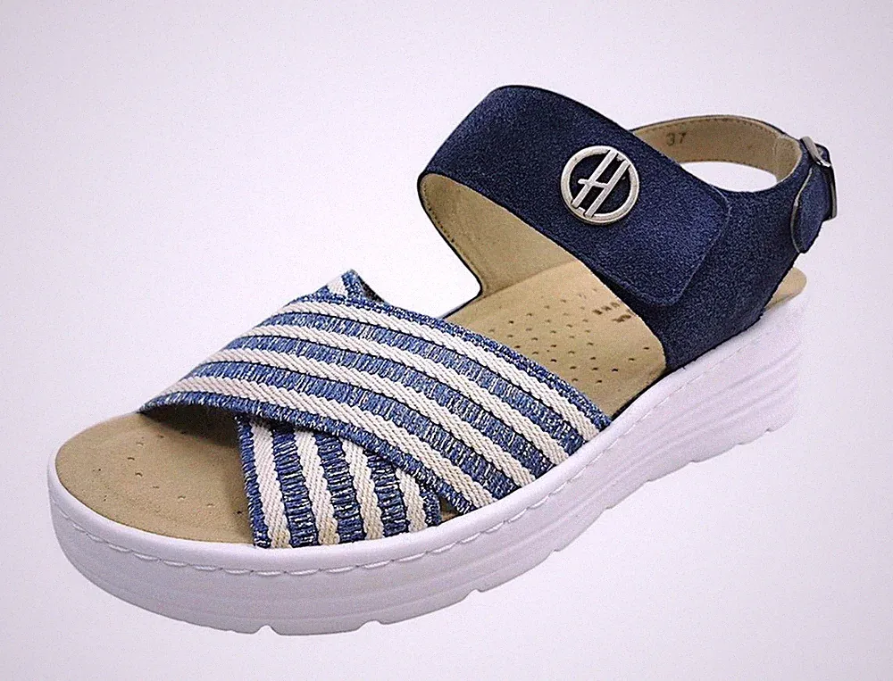 Hickersberger Sandale Blau Nubukleder Sandalette Einlage Plateau Keilabsatz