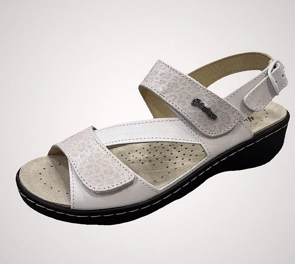 Hickersberger Sandale Weiß Leder Sandalette Klettverschluss Einlage Extraweit