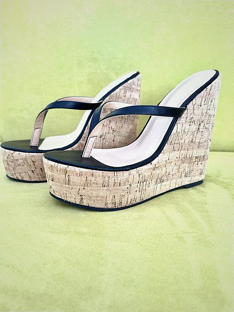 High Heel Pantoletten Mules Wedges schwarz Keilabsatz Kork Größer 39