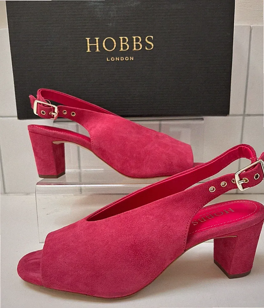 HOBBS 6 39 SLINGBACK SANDALEN KALI Open Toe Block Keilabsatz Rosa Wildleder UVP139€