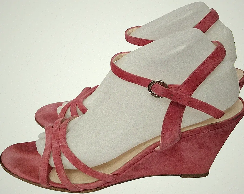 Hobbs Damen Pink Wildleder Keilabsatz Sandalen Mit Riemchen Knöchelriemen EU 40