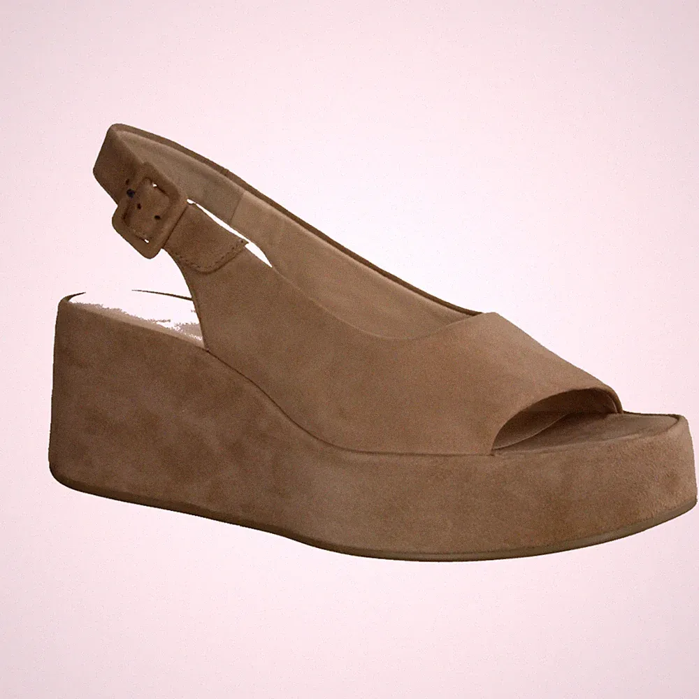 Högl 1-102512 auffällige und elegante Damensandale, Leder, Beige, Keilabsatz