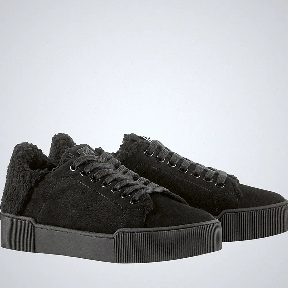 Högl Damen Schwarze Nubuk Keilabsatz Sneaker Freizeit 8103642-0100