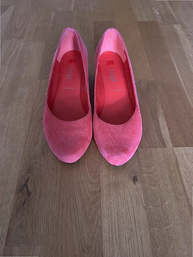 högl, Lachsfarbene / Pinke Schuhe, Wildleder, Keilabsatz, Gr.37 / 38
