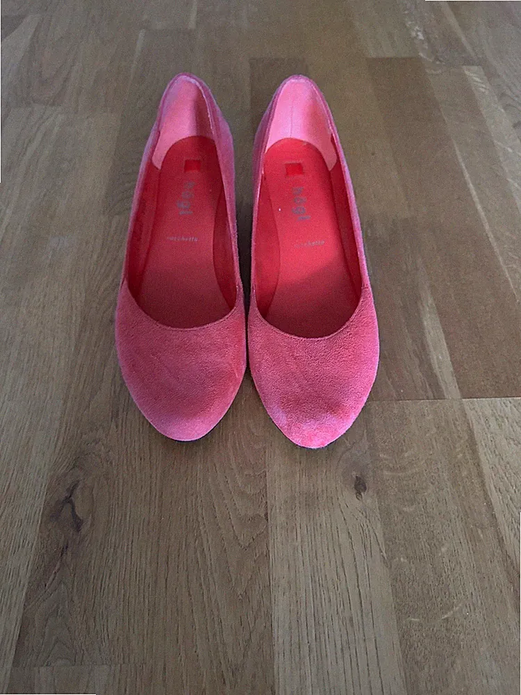 högl, Lachsfarbene / Pinke Schuhe, Wildleder, Keilabsatz, Gr.37 / 38