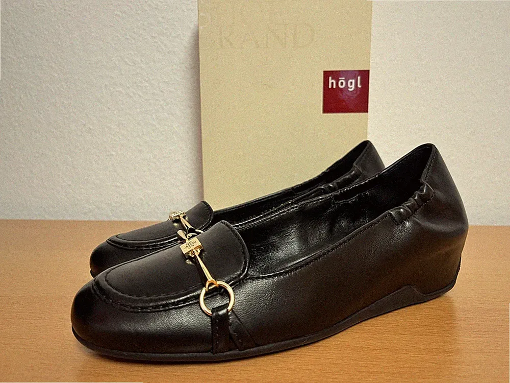 HÖGL MARINA Keilpumps aus Leder | Schwarz Gr. 37,5 (UK 4,5 /US 7) | neuwertig