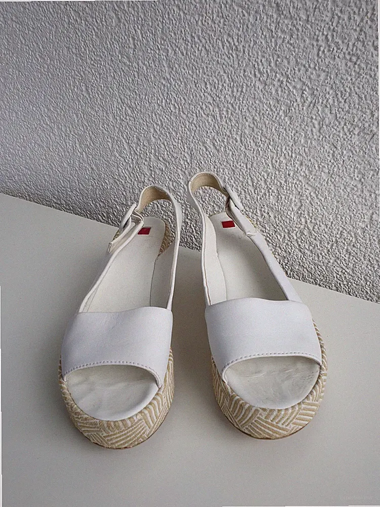 Högl Riemensandale pumps Plateausandale beige 37/4 Weiss Leder