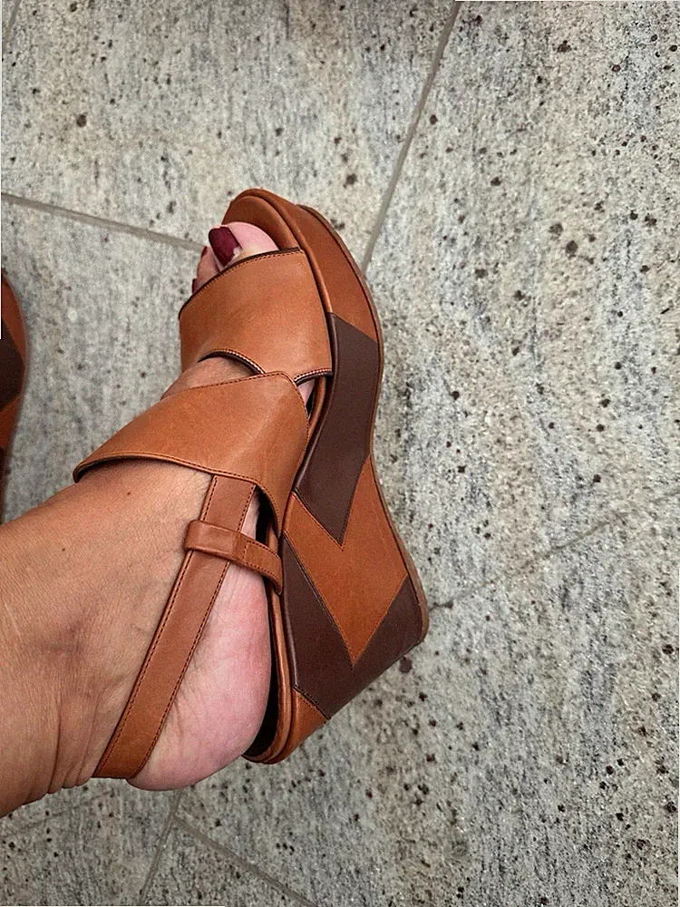 keilabsatz sandalen damen braun
