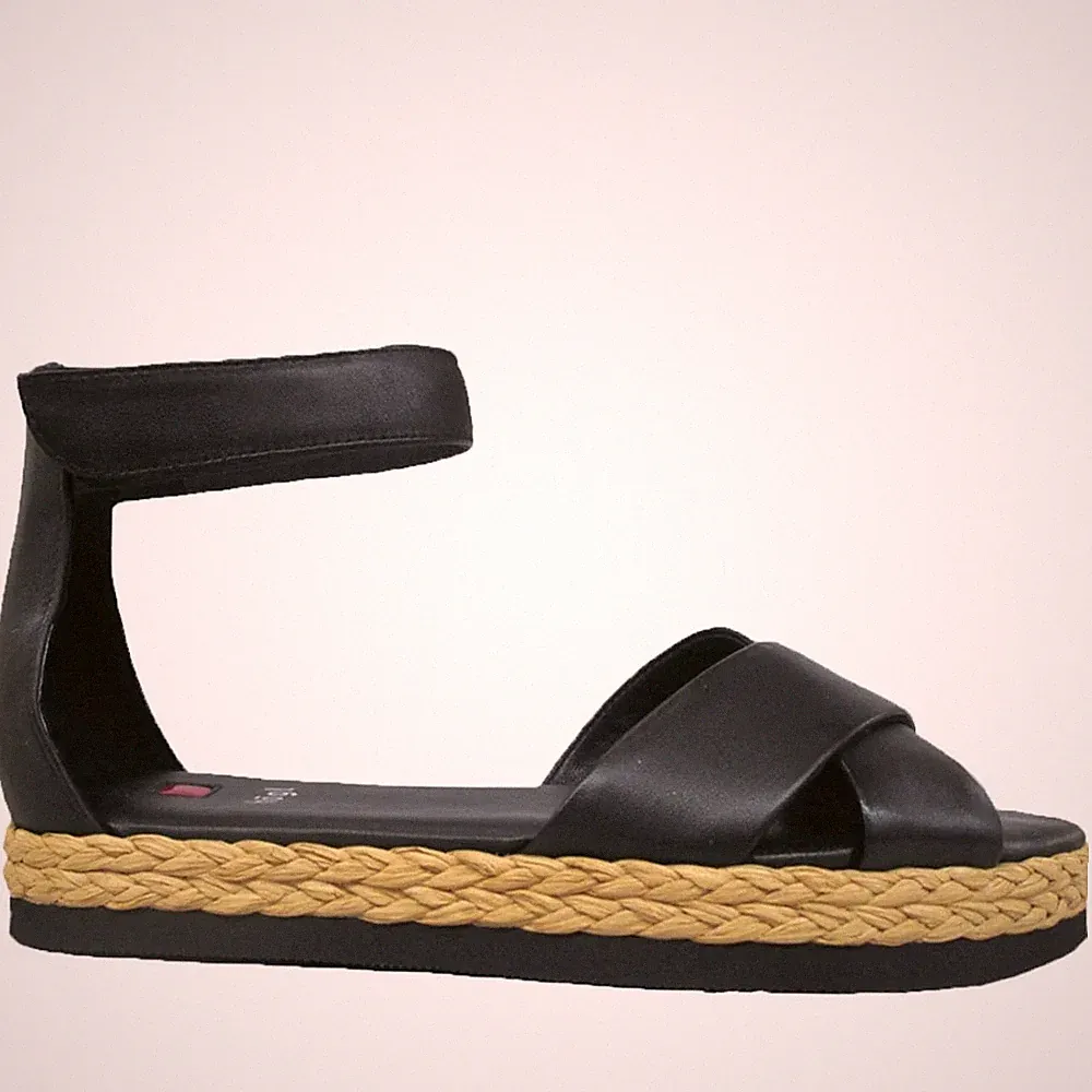 Högl Sophia Damen Schwarze Keilabsatz Ledersandalen Peeptoe 3100710-0100