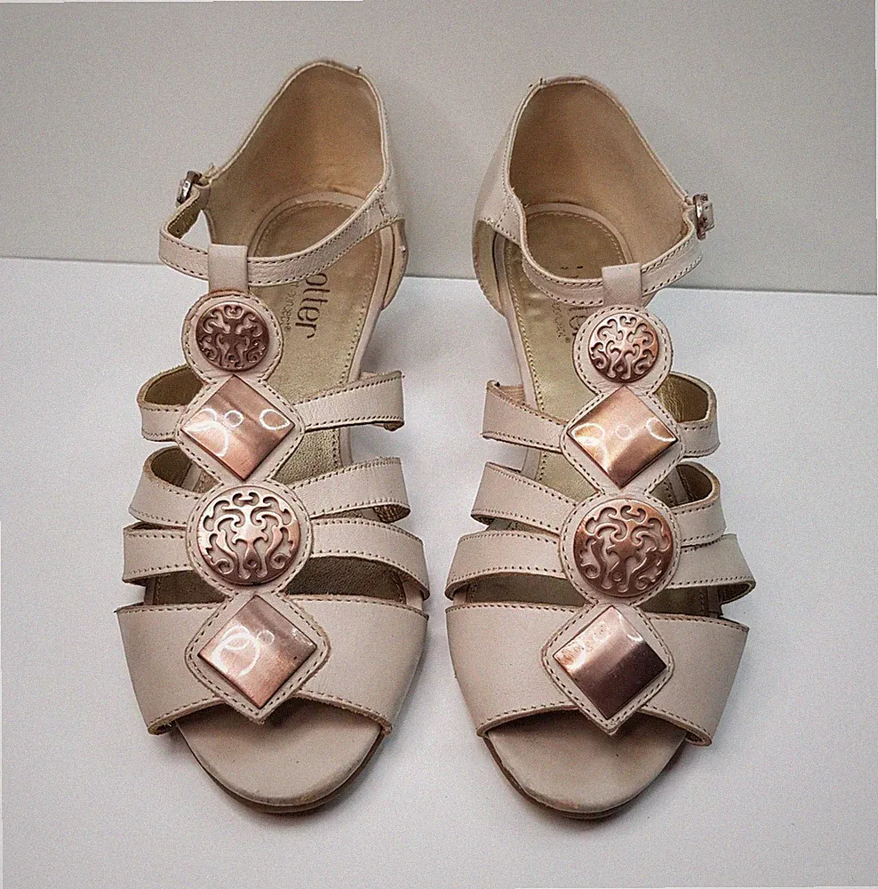 HOTTER SURABAYA GRÖSSE 5 UK EUR 38 DAMEN BEIGE LEDER KEILABSATZ SANDALEN SCHUHE