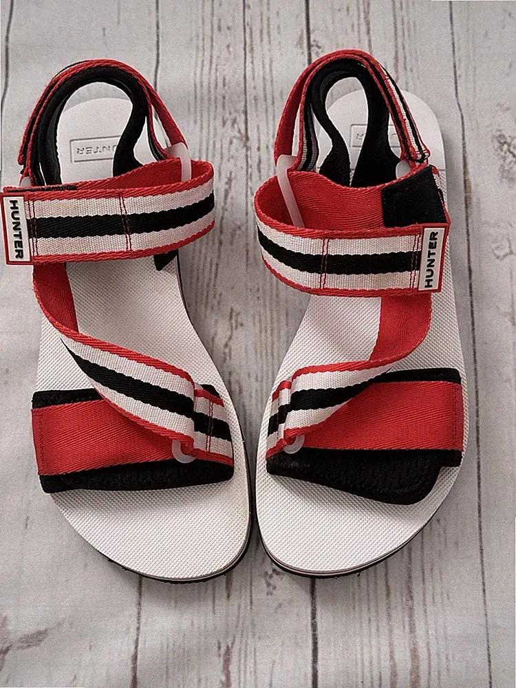 Hunter Original Größe UK 8 Strandsandalen mehrfarbig gestreift Plateau Sandale Damen sehr guter Zustand!