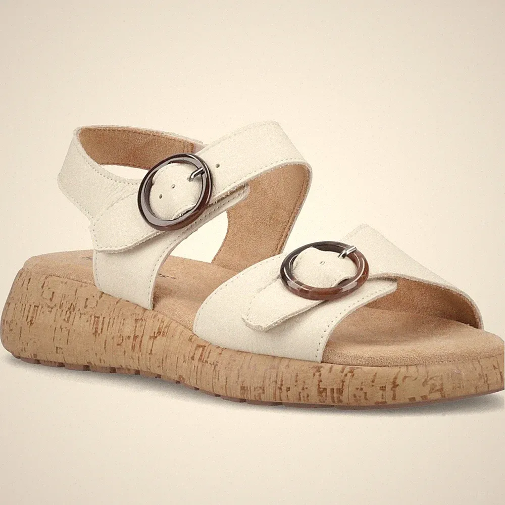 Hush Puppies Alison Damen Sandalen Aus Cremefarbenem Leder