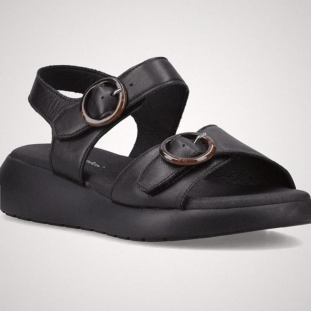 Hush Puppies Alison Damen Sandalen Aus Schwarzem Leder