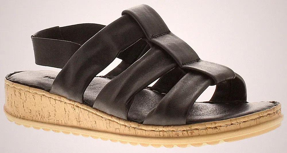 Hush Puppies Damen-Sandalen Eden weite Passform Leder Gummizug schwarz UK-Größe 5