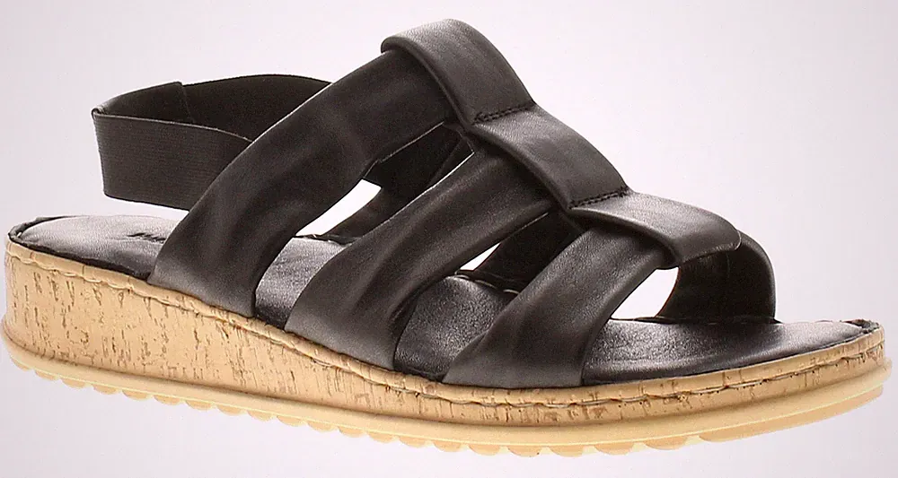 Hush Puppies Damen-Sandalen Eden weite Passform Leder Gummizug schwarz UK-Größe