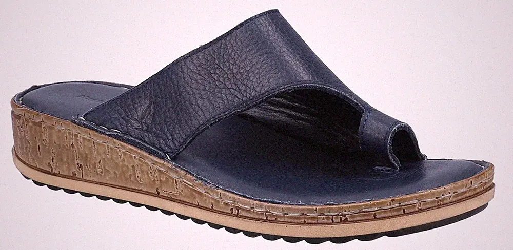 Hush Puppies Elissa Damen-Sandalen marineblau Keilabsatz Slipper Zehensteg