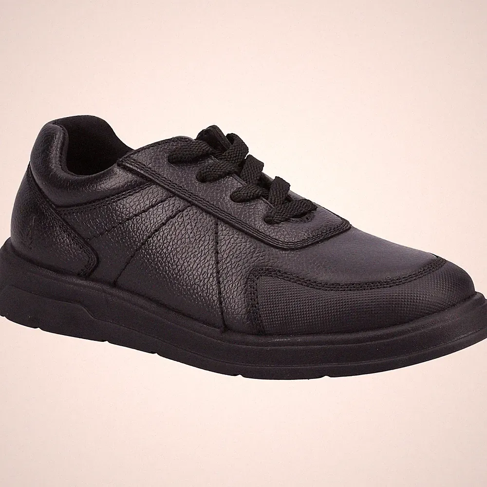 Hush Puppies Robert JNR Die Schwarzen Schnürschuhe Für Jungen Aus Leder