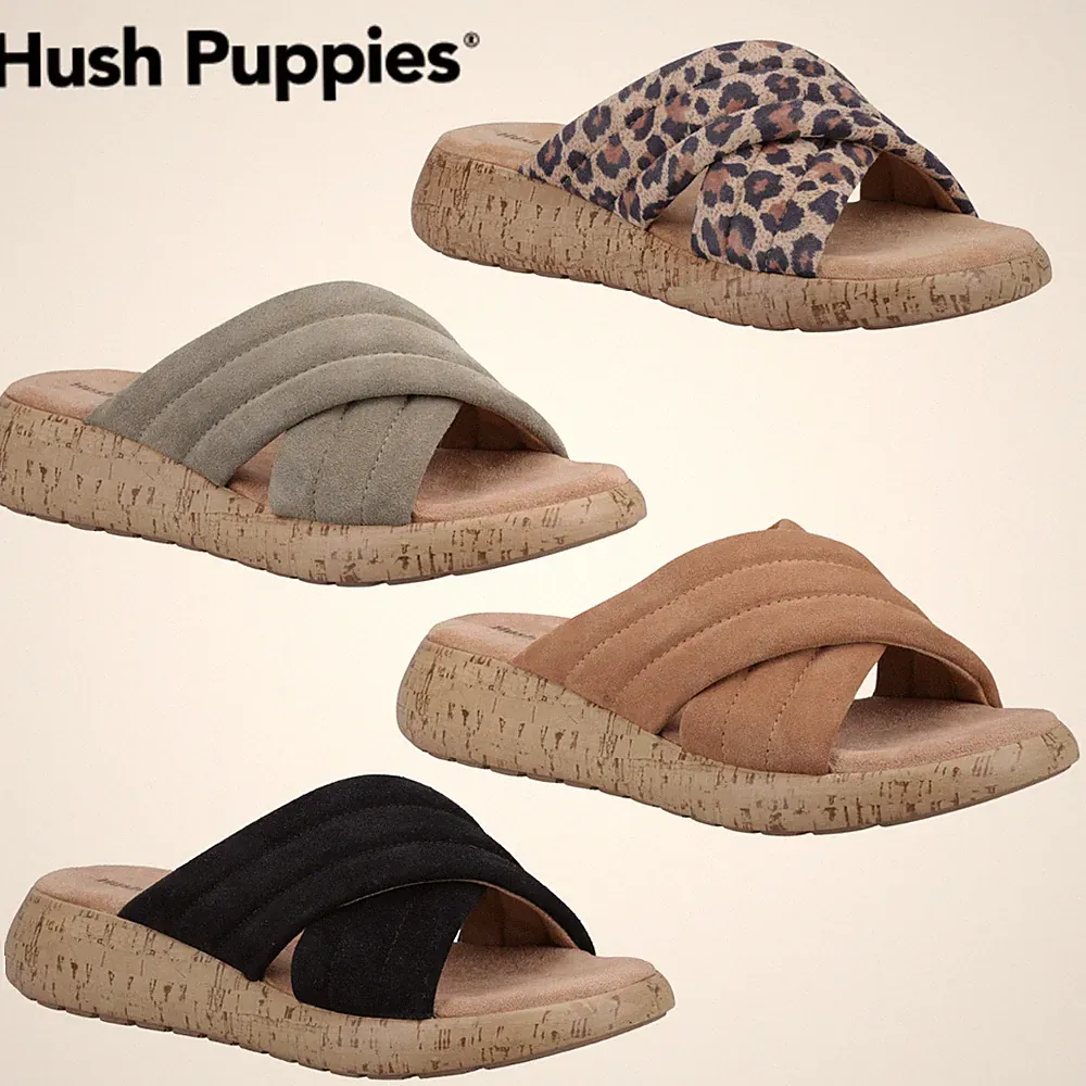 Hush Puppies Sarah Damen-Sandalen Veloursleder-Pantoletten Keilabsatz UK 3–9