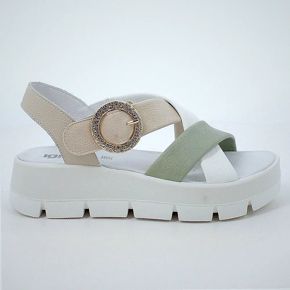 IGI & CO 11600 P/E Damen Sandalen Schuhe Leder Schmuck Freizeit Keilabsatz Riss