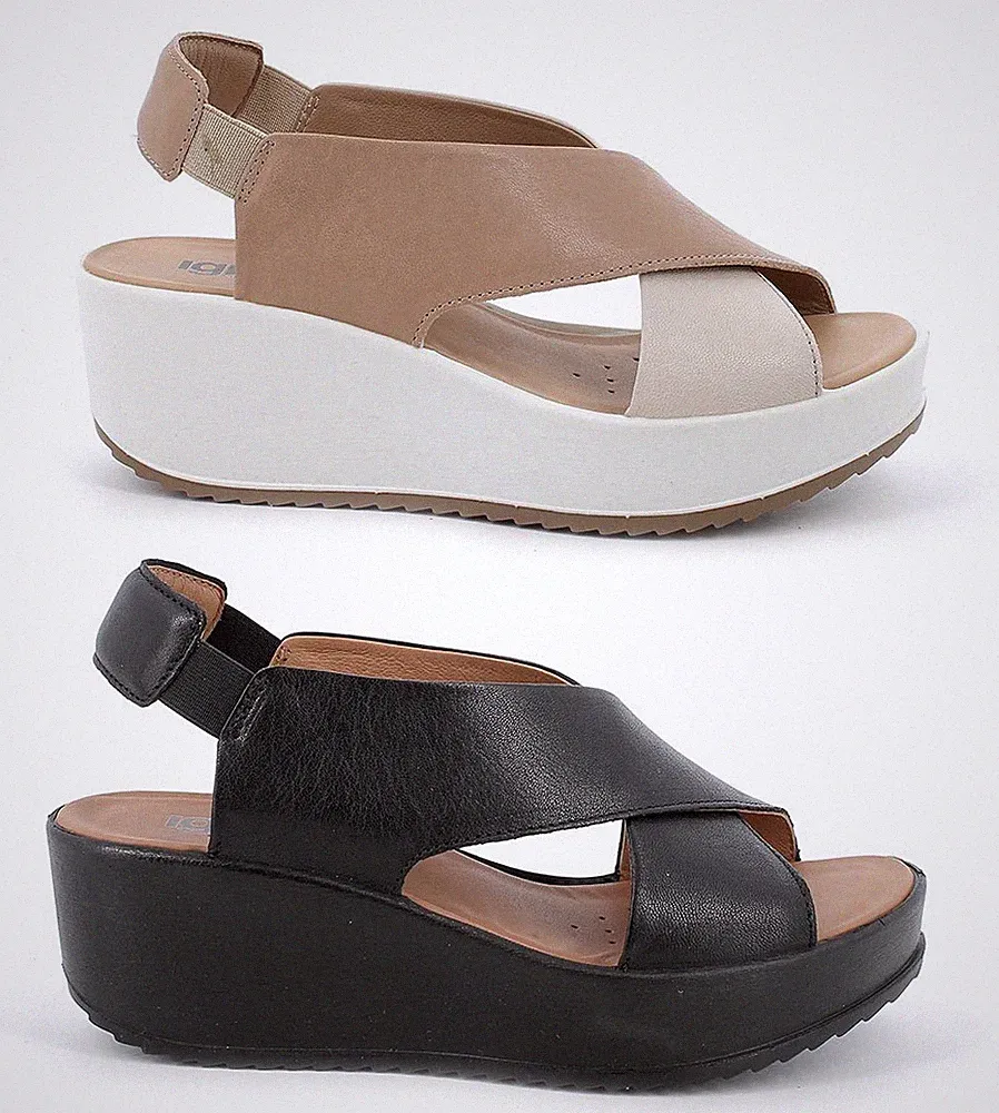 IGI & CO 1161800 P/E Damen Sandalen Schuhe Leder Sneaker Freizeit Keilabsatz Stretch