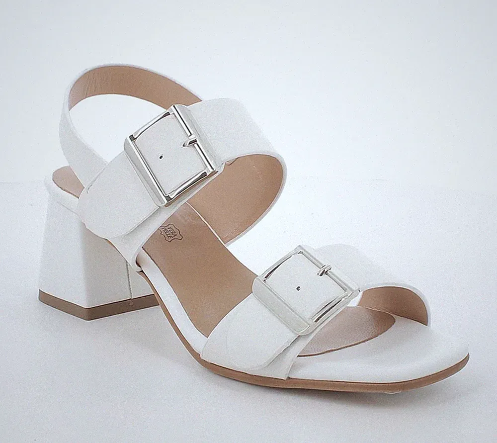 Igi&co 1192644 Riemchensandalen Leder weiß Absatz 6 cm Made in Italy