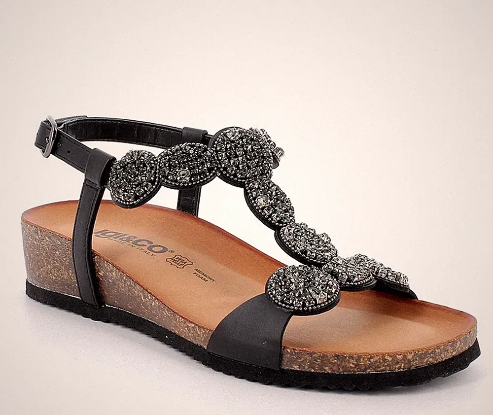 Igi&co 7698100 Sandalen Leder schwarz Keilabsatz 4 cm Made in Italy SALE