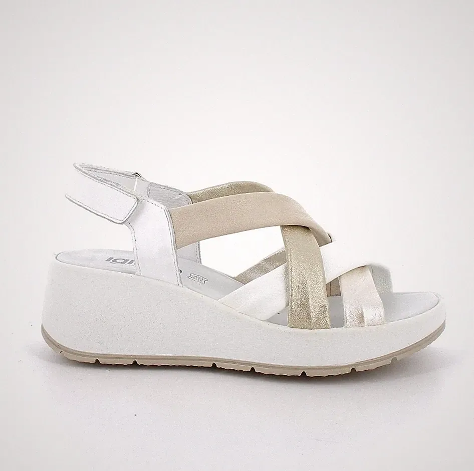 Igi&co Damen Leder Sandalen mit hohem Keilabsatz bequem Sommerschuhe igi & co
