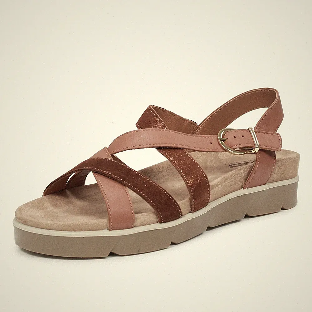 Igi & Co Delia - Leder Sandalen mit braunem Keilabsatz - Damen Schuhe Sandalen