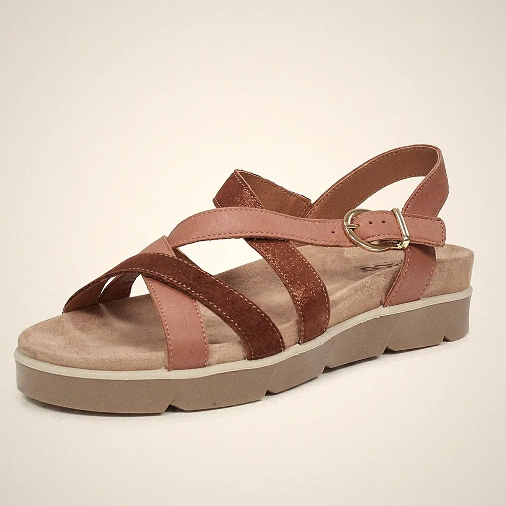 Igi & Co Delia - Leder Sandalen mit braunem Keilabsatz - Größe 41 [25,5 cm] Schuhe