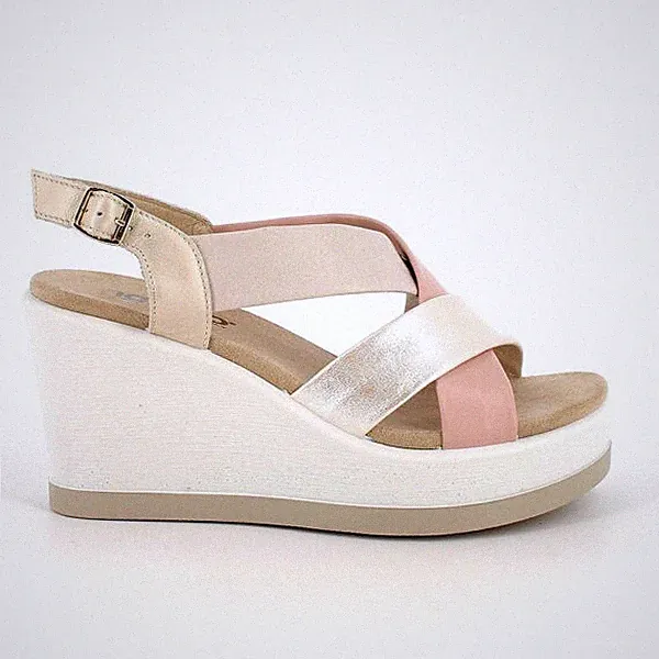IGI&CO KEILABSATZ SANDALE PLATIN ROSA
