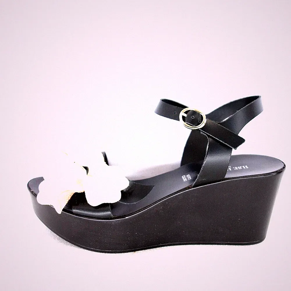ILSE JACOBSEN Sandalen Damen Schwarz Schuhe Pumps Plateau Wedge Leder Neu