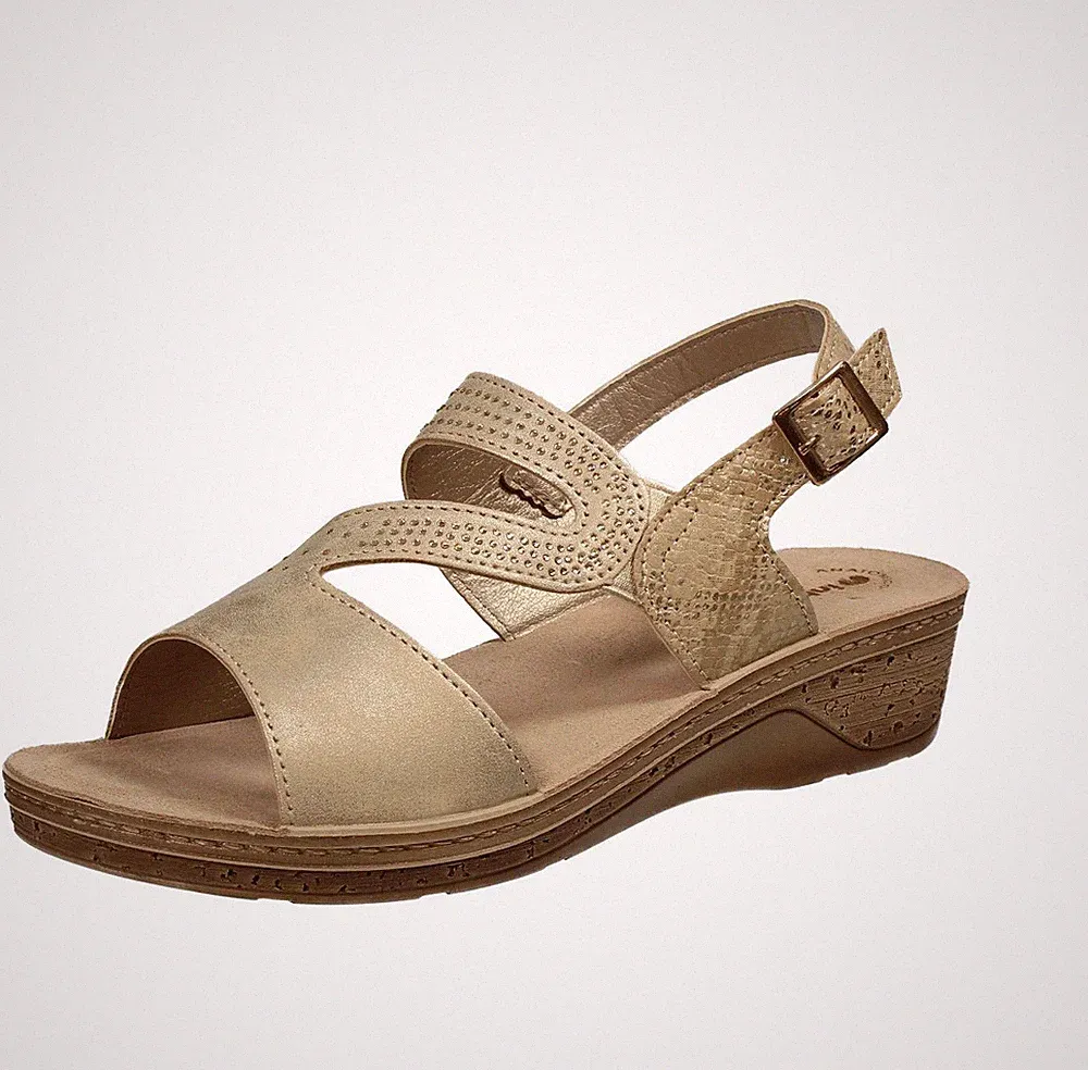 Inblu Komfortsandalen mit Keilabsatz Sand - Damen Schuhe Sandalen Keilabsatz und Plateau