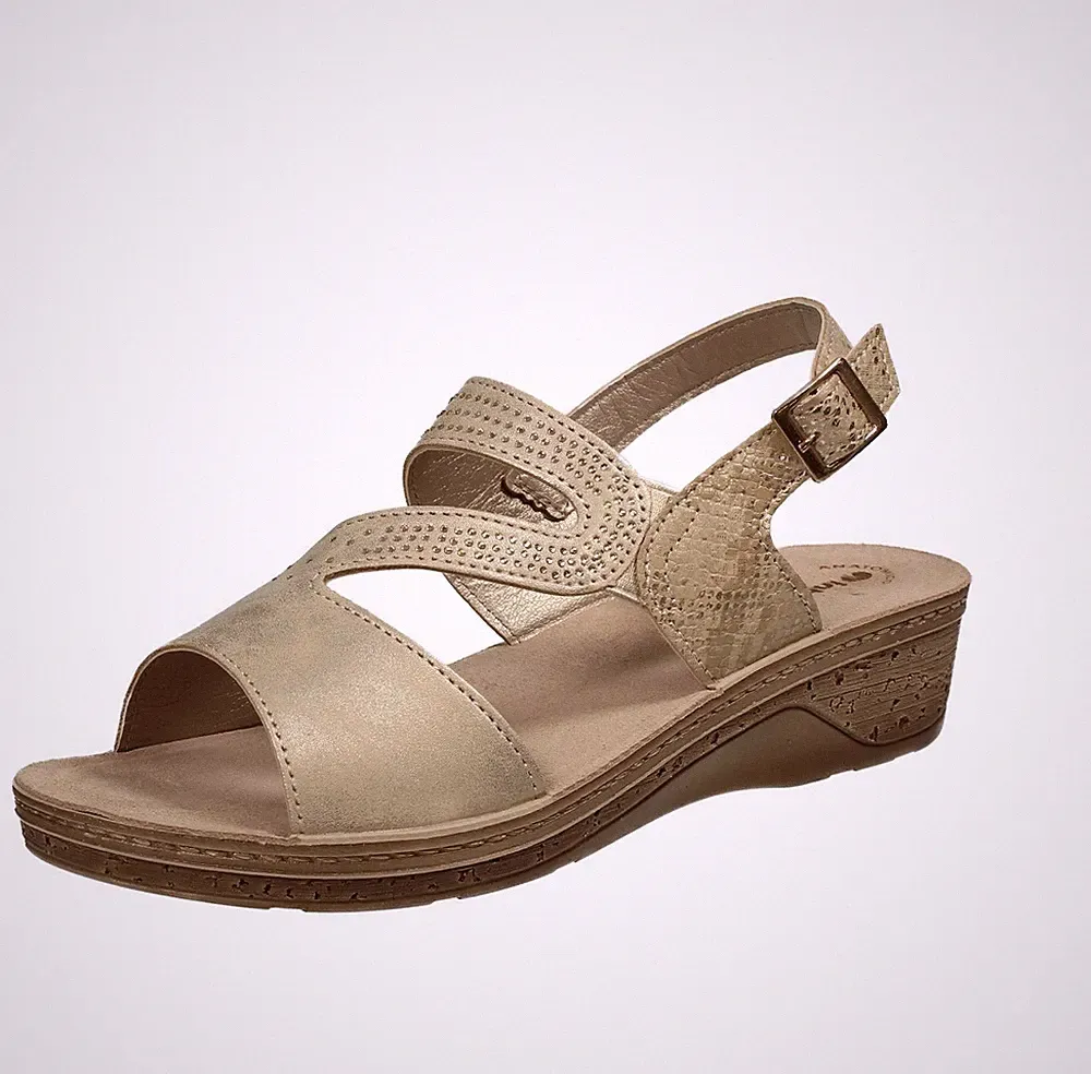 Inblu Komfortsandalen mit Keilabsatz Sand - Damen Schuhe Sandalen Keilabsatz und Plateau