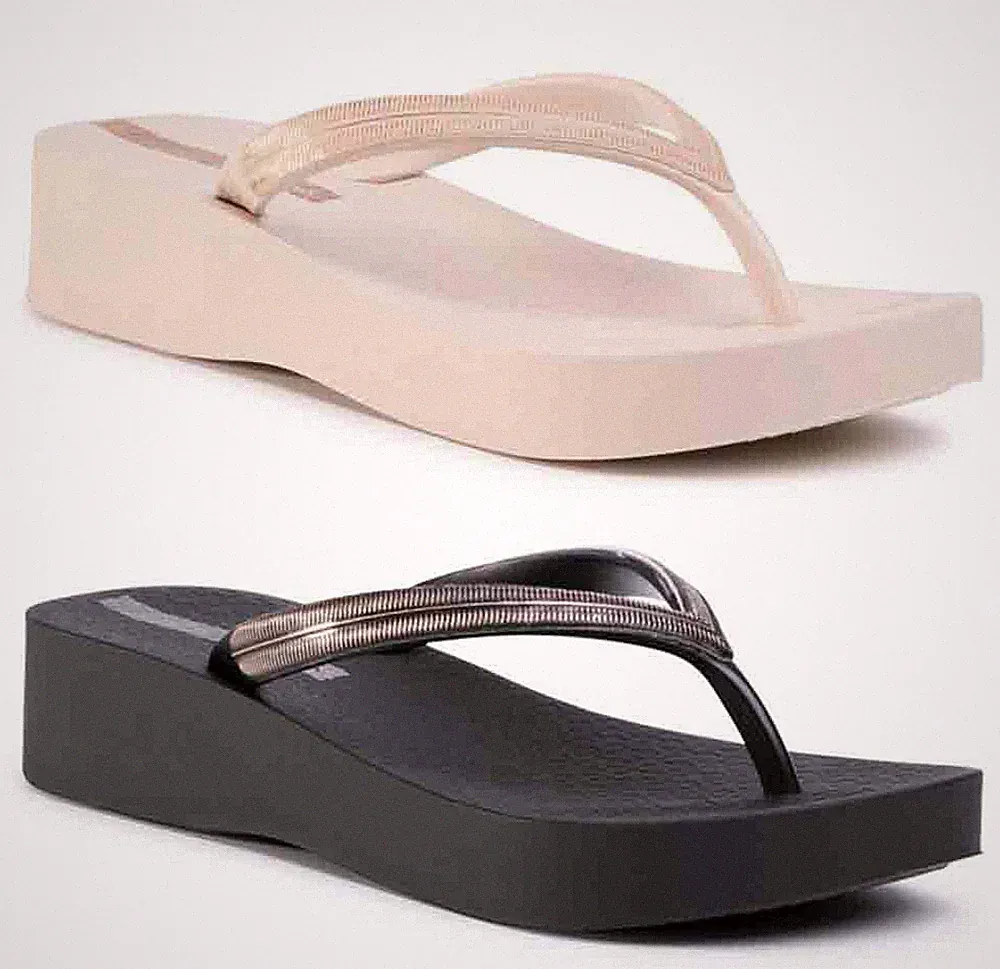 IPANEMA MESH V PLAT Damen Schuhe Zehentrenner hohe Sandalen Keilabsatz Pantoletten Clogs