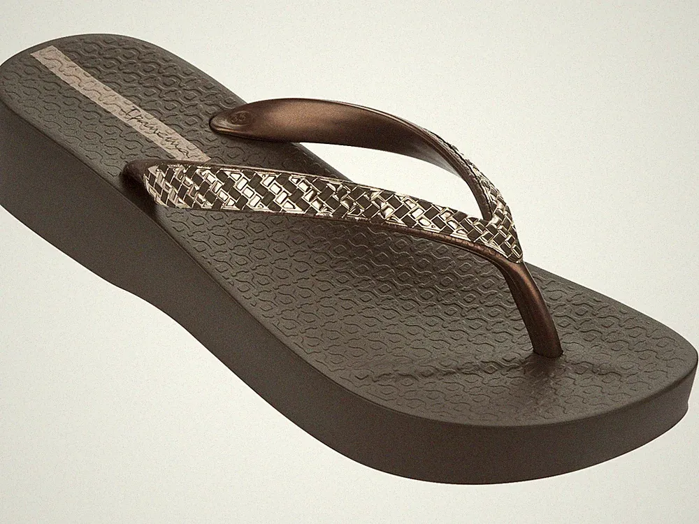 IPANEMA Zehentrenner Thongs Badeschuhe MESH PLAT FEM braun gold bronze NEU