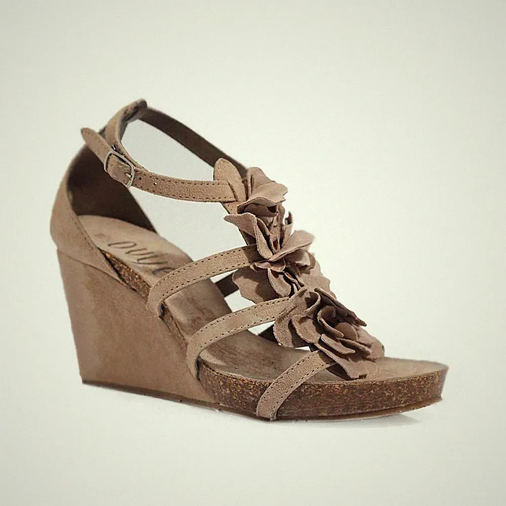 iTaL OVYE echt LEDER Plateau SANDALEN Sandaletten LEDER SCHUHE Keilabsatz Wedge