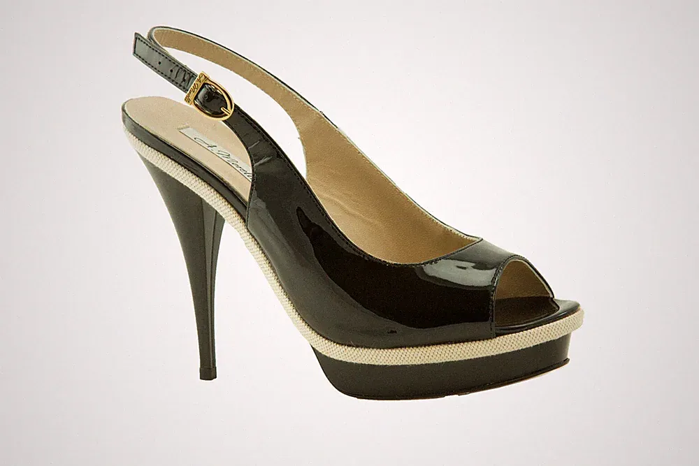 Italien Damensandalen Lackleder Schwarz/ Weiß Größe 37 NP 120,00