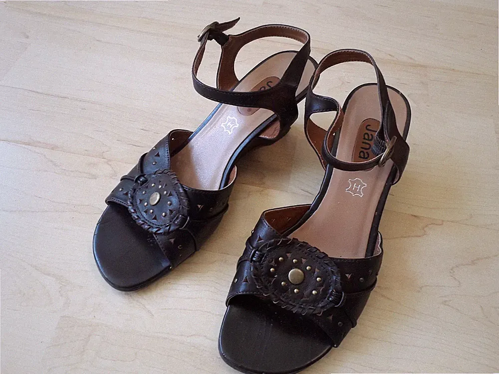 Jana Damen Sandalette Gr.37 ,Weite H, chocobraun, Leder, Keilabsatz 6 cm