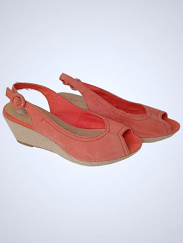 Elegante Rote Keilabsatz Sandalen Für Damen