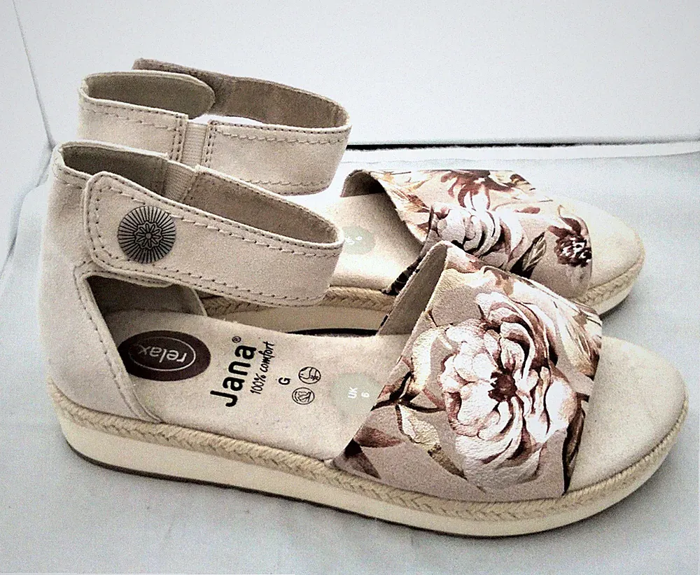 Jana Relax Espadrille Riemchen Plateau Sandalen Gr. UK 6 EU 39 US 8