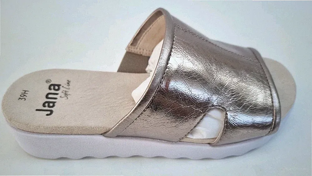 JANA Sandalen Soft Line Lightweight Metallic Gold Pantolette Sandaletten UK 6 EU 39 UVP 52£
