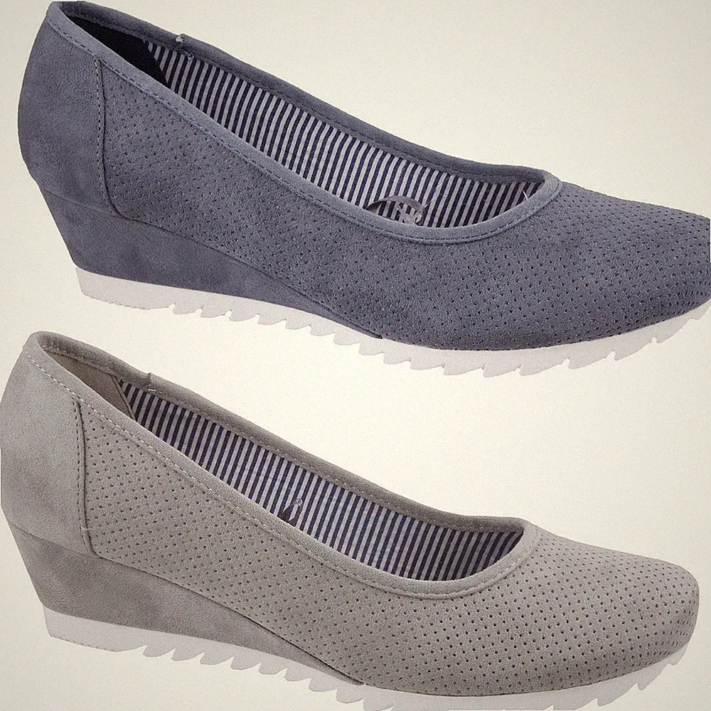 Jane Klain 223763000 elegante Pumps Keilabsatz 4 cm Ice oder Denim Gr.37-42