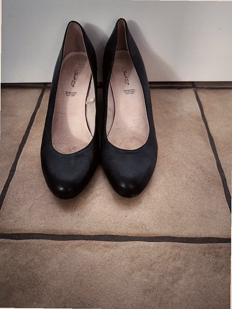 Janet D. Damen Pumps Keilabsatz Größe 40 Schwarz Echtleder Wedges