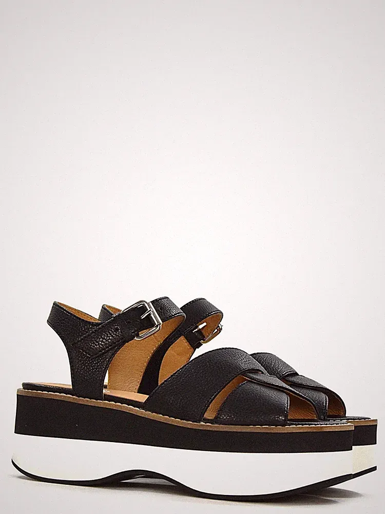 Janet Sport - Damen Sandale Schwarz Keil 45726 Nur Nr. 35