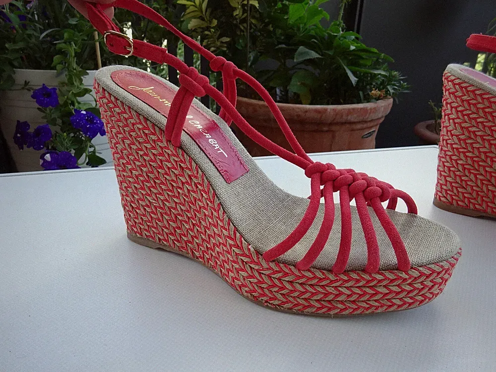 JEAN-MICHEL CAZABAT Damen Plateau Keilabsatz Sandalen Leder Spain Gr.40 Neuw