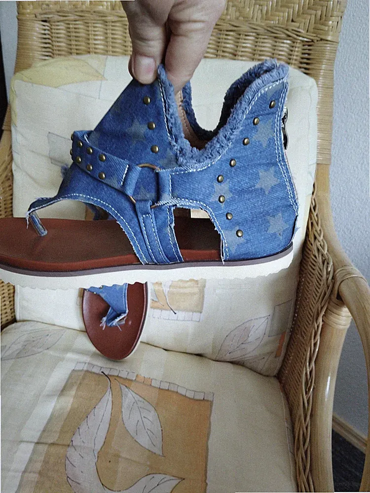 Jeans Sandalen Blau Größe 39