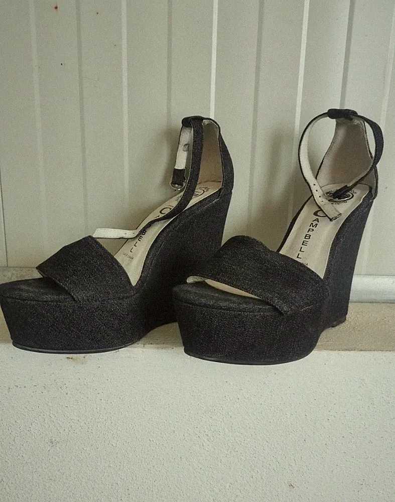 JEFFREY CAMPBELL DAMEN KEILABSATZ SANDALEN N 37 FARBE Jeansblau