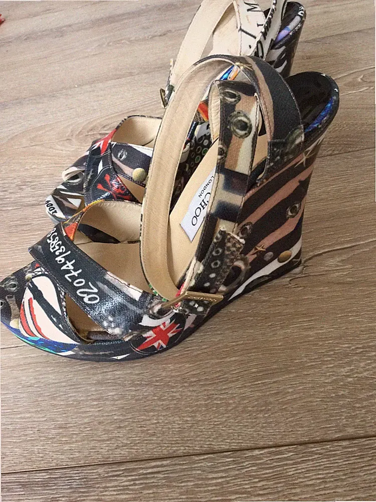 Jimmy Choo Plateau Sandalen mit Keilabsatz Gr.39 wie neu